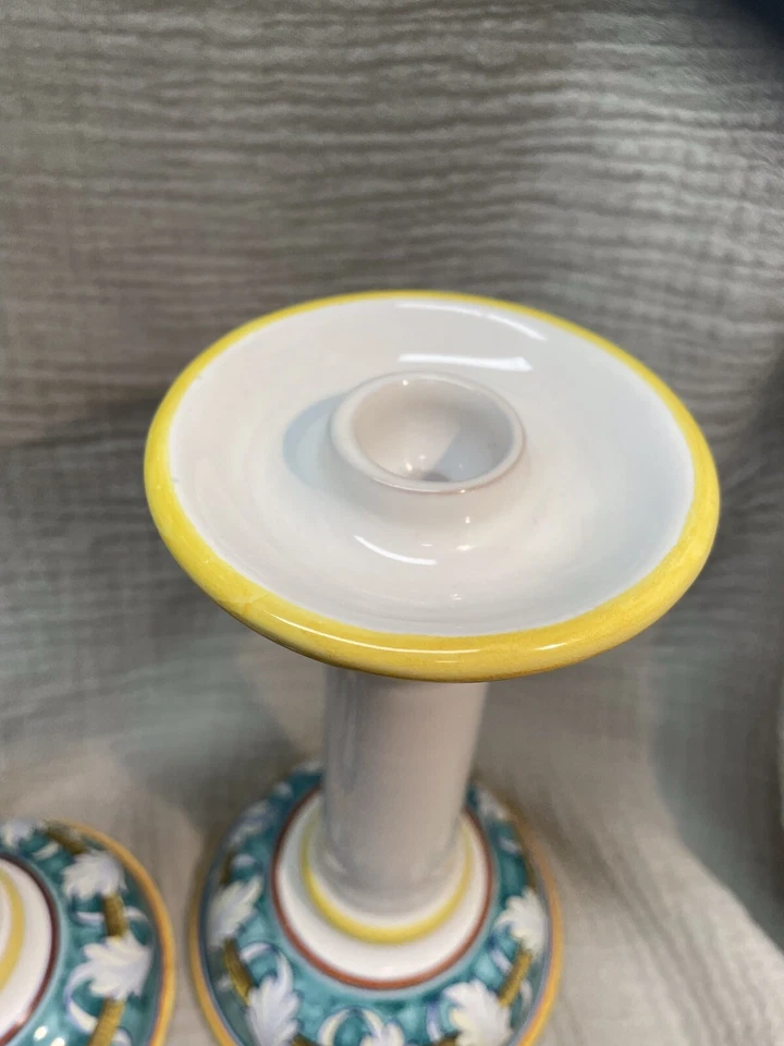 Fratelli Mari Para Cottura Deruta Par De Candelabros / Base De Lámpara Italia Usado en Excelente Condición Foto 2 de 4