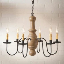 Maple Glenn 6 Arm Chandelier in Americana Pearwood. Country Chandelier Lighting