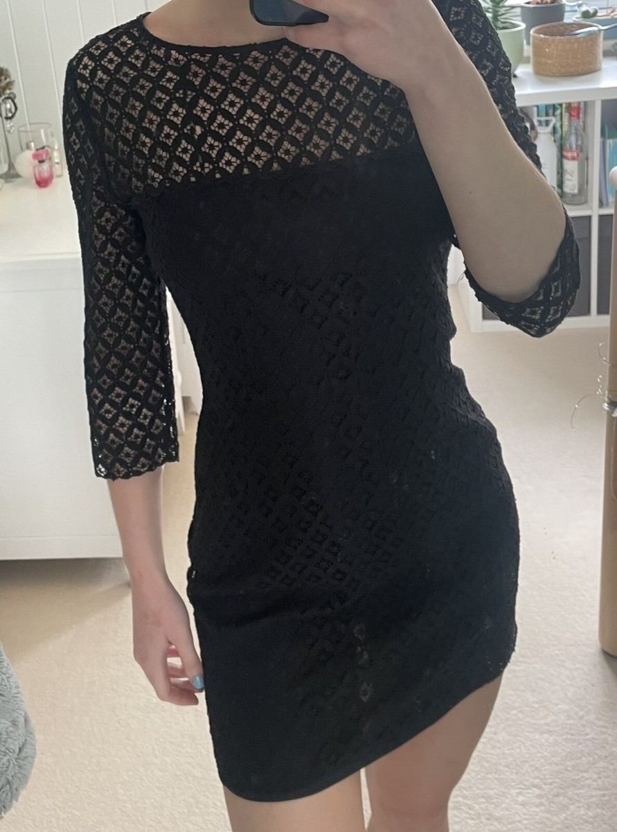 Jack Wills lace black mini dress, long-sleeved