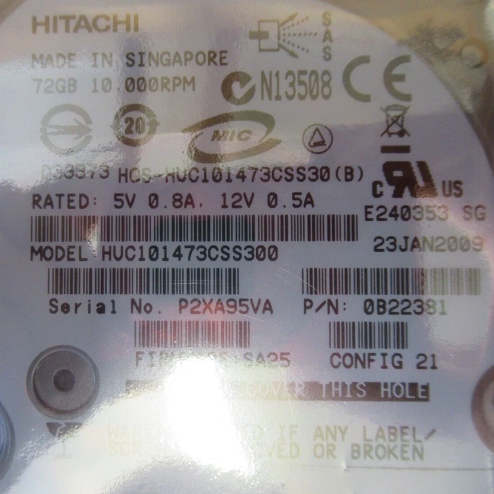 Hitachi HUC101473CSS300 Ultrastar C10K147 73GB 10000RPM 3Gbps 16MB 2.5" HDD - Image 4 of 4