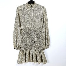 SHEIN - Frenchy Lantern Sleeve Shirred Ruffle Hem Allover Print Dress - XS