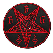 PENTAGRAM 666 RED WITH WHITE EYES PATCH EMBROIDERED PATCH