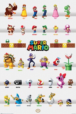 Super Mario Charakterparade 61x91,5 cm | 24x36 inch Großes Poster Neu Gaming