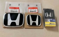 Genuine Style 3pcs Front Rear Gloss Black Emblem For Honda 2006-2015 Civic 4dr