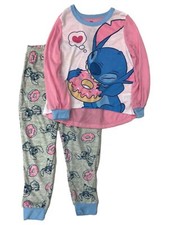 Disney Girls Mint Pink Lilo  Stitch Pajamas Top  Joggers Sleep Set X-Small 4-5