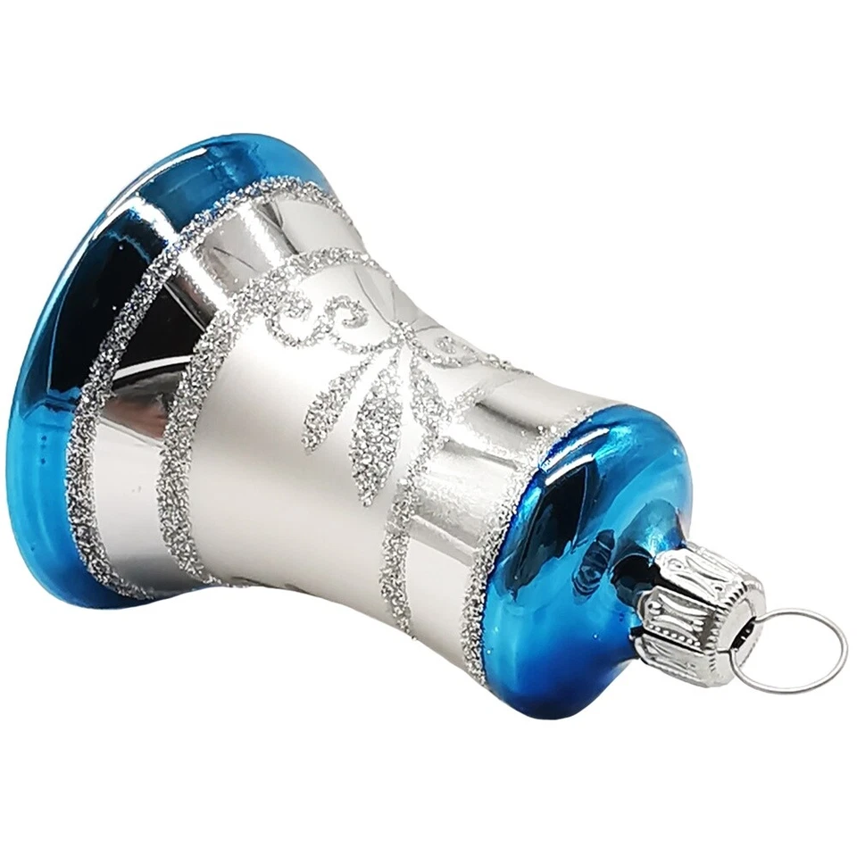 Glocke Lauscha Nostalgie blau Ø 5cm - Schatzhauser Christbaumschmuck - Bild 3 von 3