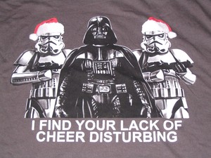 STAR-WARS-Men-039-s-2XL-T-shirt-Holiday-Funny-Black-Lack-of-Cheer-Darth-Drone