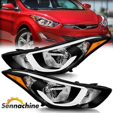 2PCS OEM Headlights For Hyundai Elantra 2014 2015 2016 Black Housing W/bulbs L+R