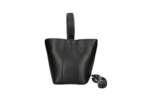 Italian Genuine Leather Handbag / Bucket bag - black - Picture 1 of 8