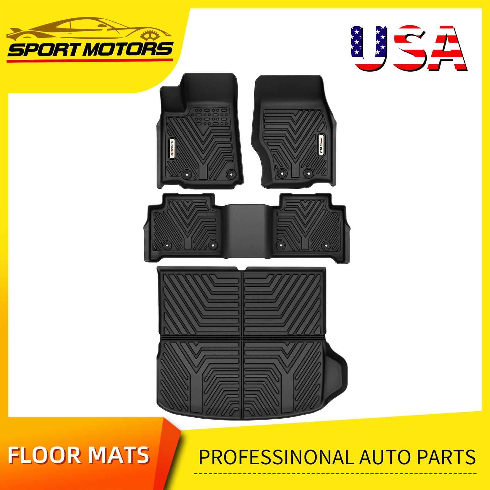 Floor Mats Cargo Mats Liner Full Set for 2022-2025 Jeep Grand Cherokee TPE 3D