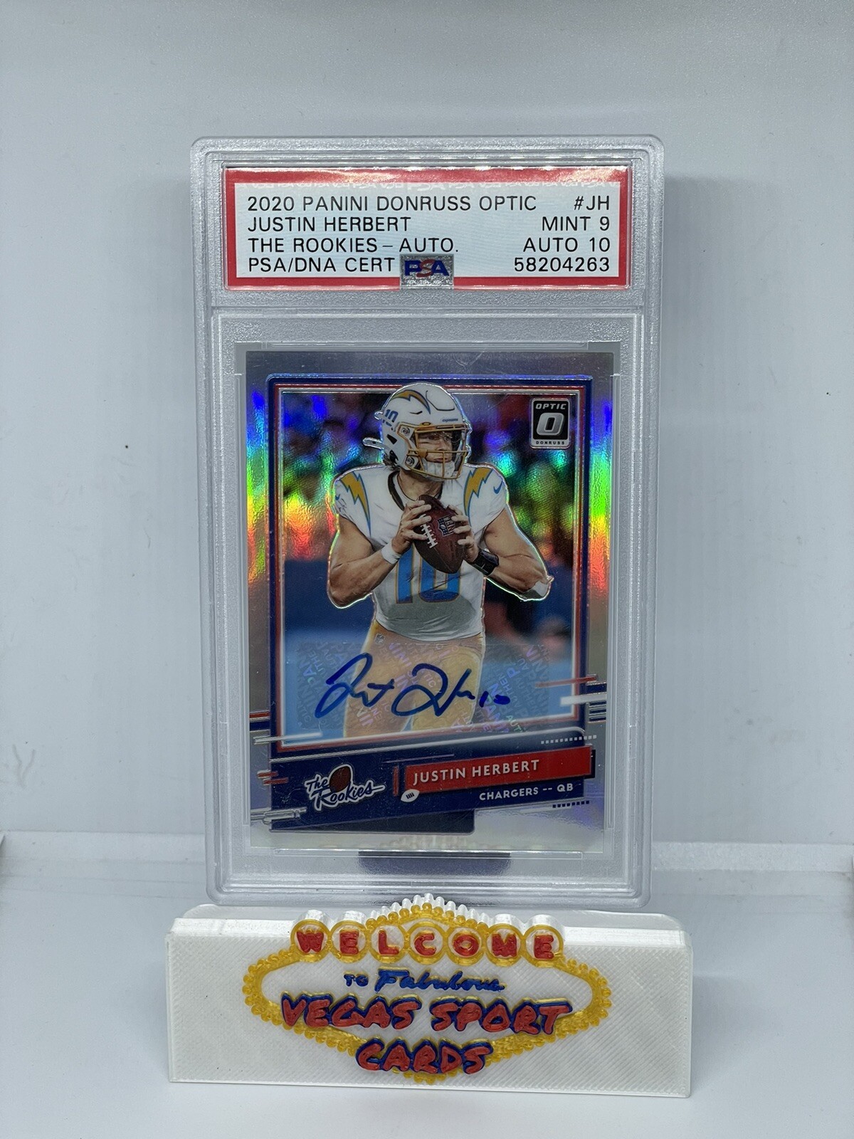 2020 Justin Herbert Optic 'The Rookies' Holo Auto #2/35 PSA 9. Pop 1, 1 Higher
