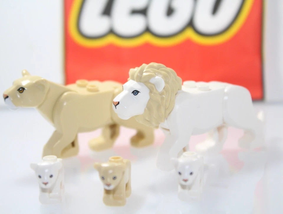 Nuevo Lego Animal Lion Pride 5 piezas León Leona Cachorro Bronceado Blanco 60301 60307 Foto 3 de 4