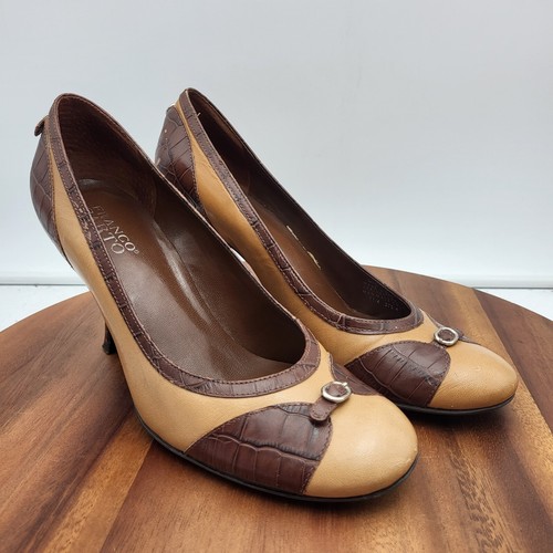 Franco Sarto Pump Heels Womens 8.5 Brown Leather Snake Print Slip On - Photo 3/14