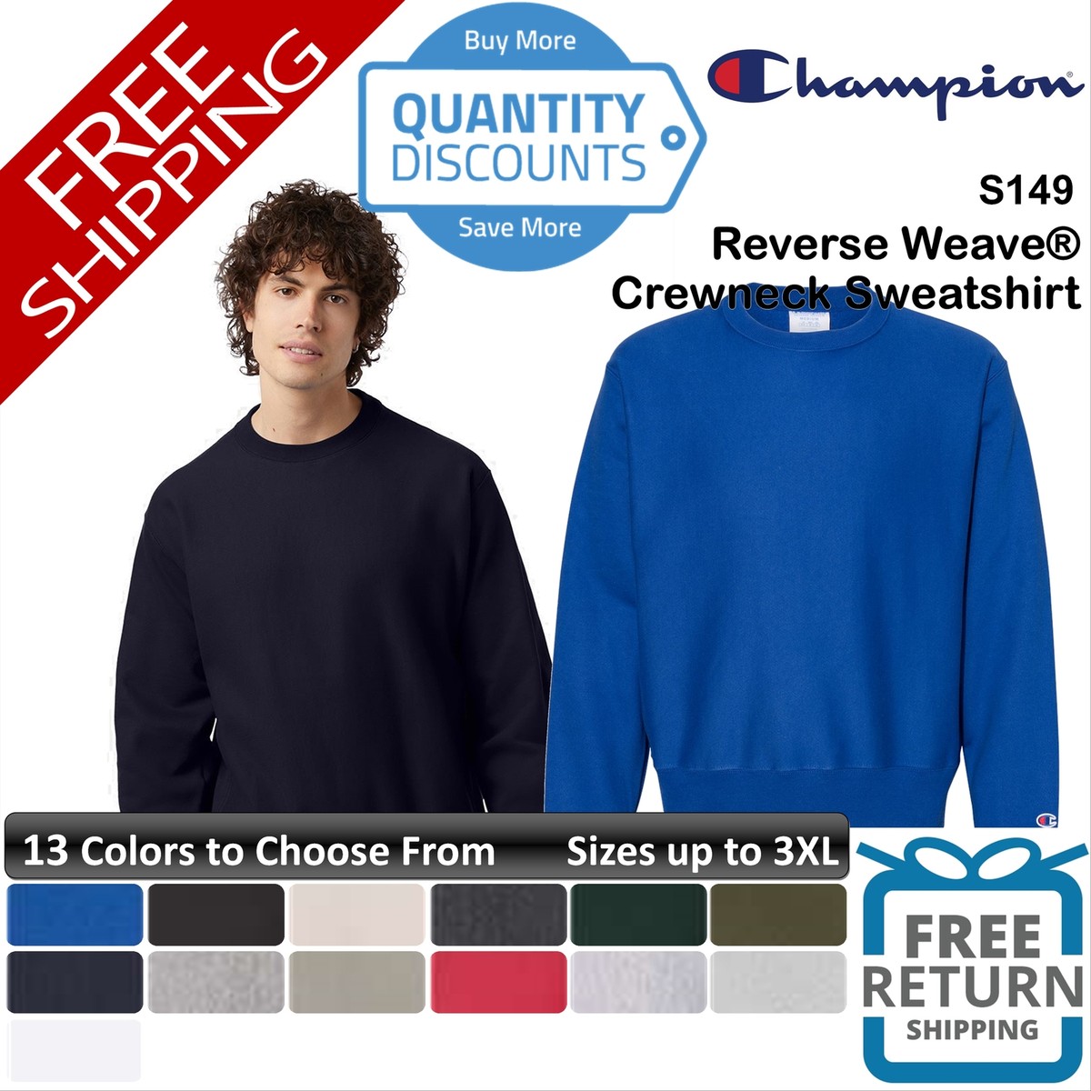 🔥 Champion Men Reverse Weave Heavy Blend Crewneck Sweatshirt Up To 3XL S149 | eBay 🔥 Champion Men Reverse Weave Heavy Blend Crewneck Sweatshirt Up To 3XL S149 | eBay