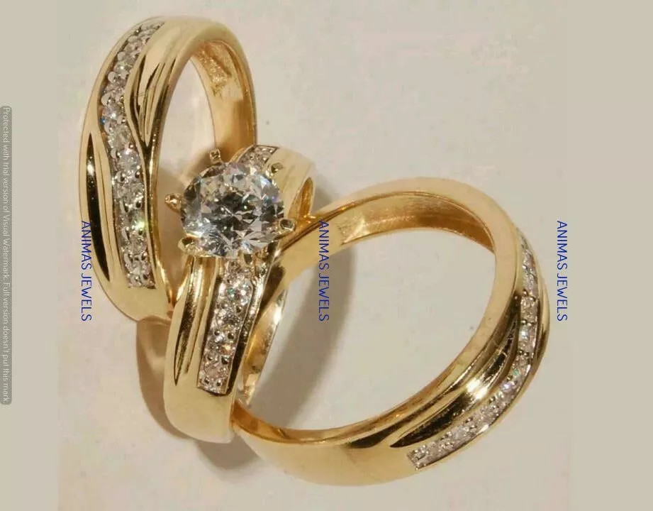 Gold trio wedding ring sets deals