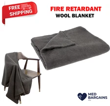 Ever Ready Warm Wool Fire Retardant Blanket 62" x 80" US Military Style - Gray