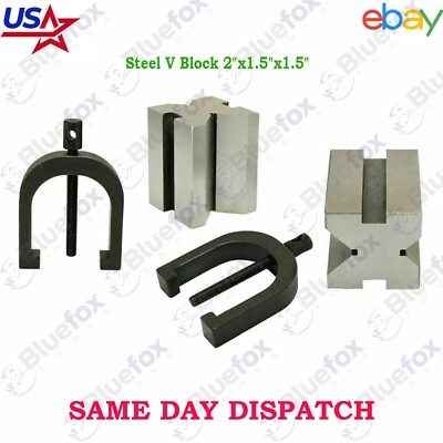 NEW Precision Engineers Steel V Block 2''x1.5''x1.5'' With Sets Of Clamp Hardened