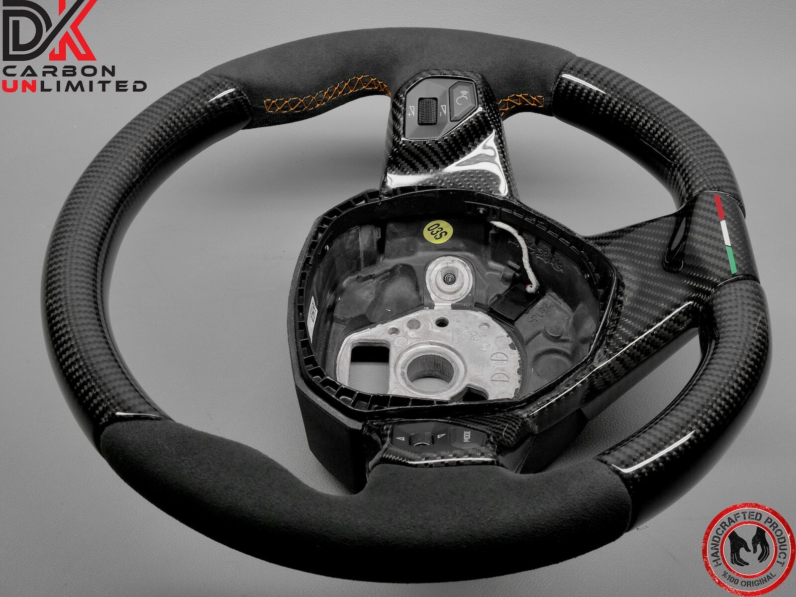 Lamborghini LP700 Aventador SVJ Alcantara Orange Stitch Carbon Steering Wheel v4