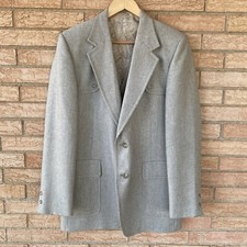 60s 70s Johnny Carson 2 Piece Jacket Vest Pants Blazer Beige Gray size 41 Medium