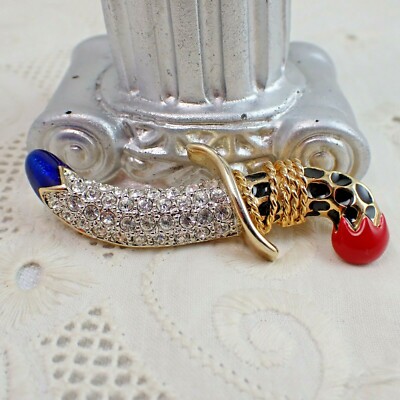 Vintage High End Enamel Pave Crystal Dagger Pin Brooch by KU