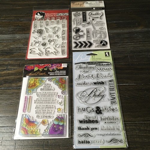 New Lot of 4 Clear Stamps Card Making- Sayings- Expressions