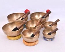 4-8"Chakra tuned Hand-hammered Tibetan singing bowl set - Himalayan singing bowl