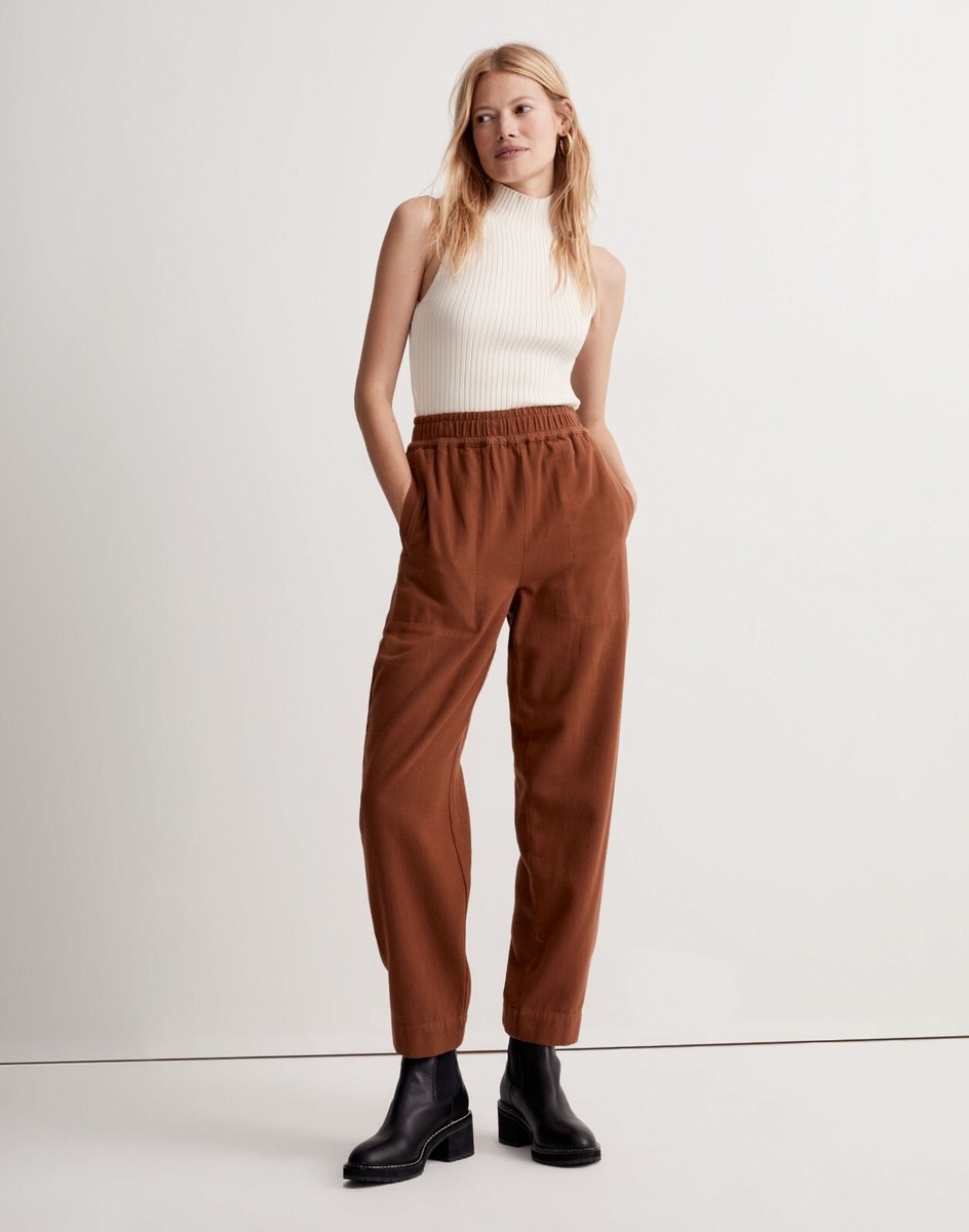 Madewell Tapered Huston Pull On Crop Pants Cotton Moleskin brown