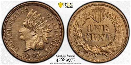 1864 P PCGS MS63 - Indian Head Cent Penny - 1c US Coin #46596A
