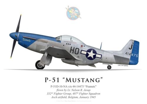 Print P-51D Mustang "Peanuts", Lt. N. Jesup, 487th FS, 352nd FG (by G. Marie) - Photo 1/4
