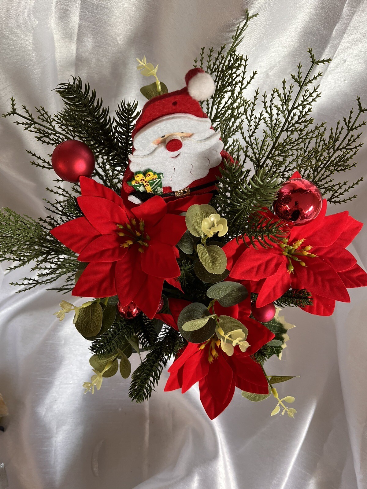 Grave Cemetery Artificial Christmas Flower Arrangement In Grave Pot eBay