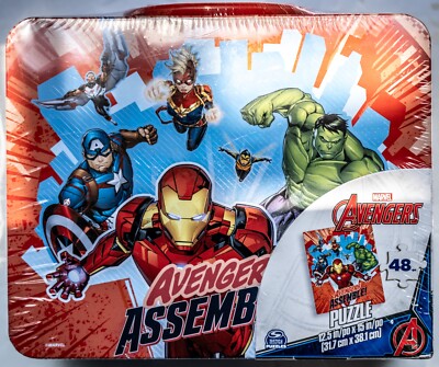 Marvel Avengers 48 Pc Jigsaw Puzzle/Lunch Box, Brand New-Sealed Package!
