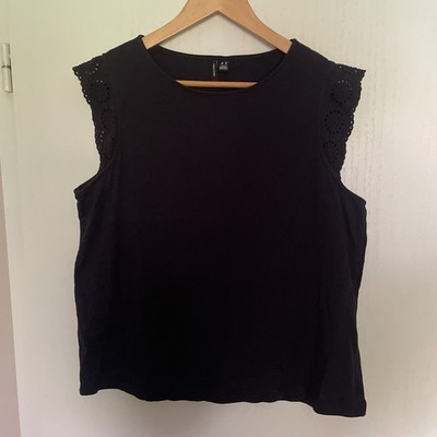 VERO MODA Top Spitzenarm XL Schwarz