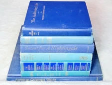 DECOR Staging Display Vintage Blue Gold Book Lot 7 Books For Decoration