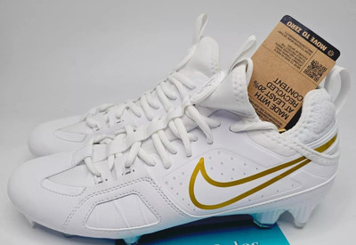 Nike Alpha Huarache 9 Varsity Lacrosse Cleats Mens Sz 11.5 White Gold FD0090 100