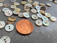50 Tiny 9mm Mother Of Pearl MOP Agoya Natural Shell Buttons 2 Hole Sewing Crafts