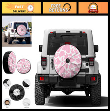 Pink Cow Print Spare Tire Cover With Backup Camera Hole - Fits 17 Rv Suv Trai Pink Cow Print Spare Tire Cover With Backup Camera Hole - Fits 17 Rv Suv Trai