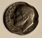 Triple Clipped Planchet U.S. Roosevelt Dime ,1977