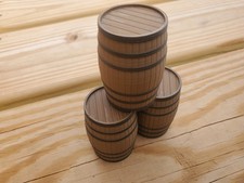 3 Whiskey Barrels for 1/18 Scale Railroad Whisky Shop Display Miniature 2" Tall