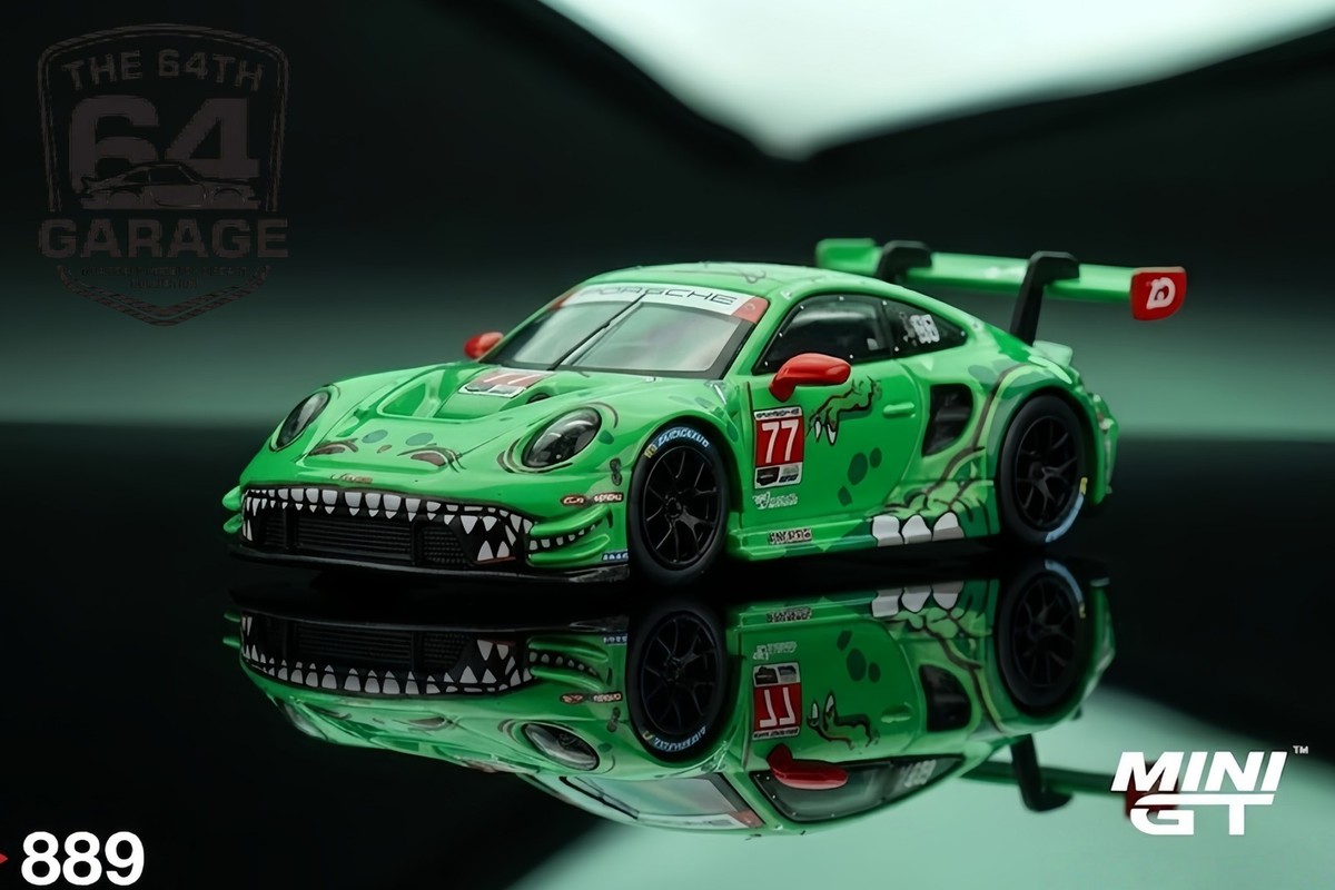 MINI GT 889 1/64 Porsche 911 GT3 R #77 Rexy Dinosaur IMSA Daytona