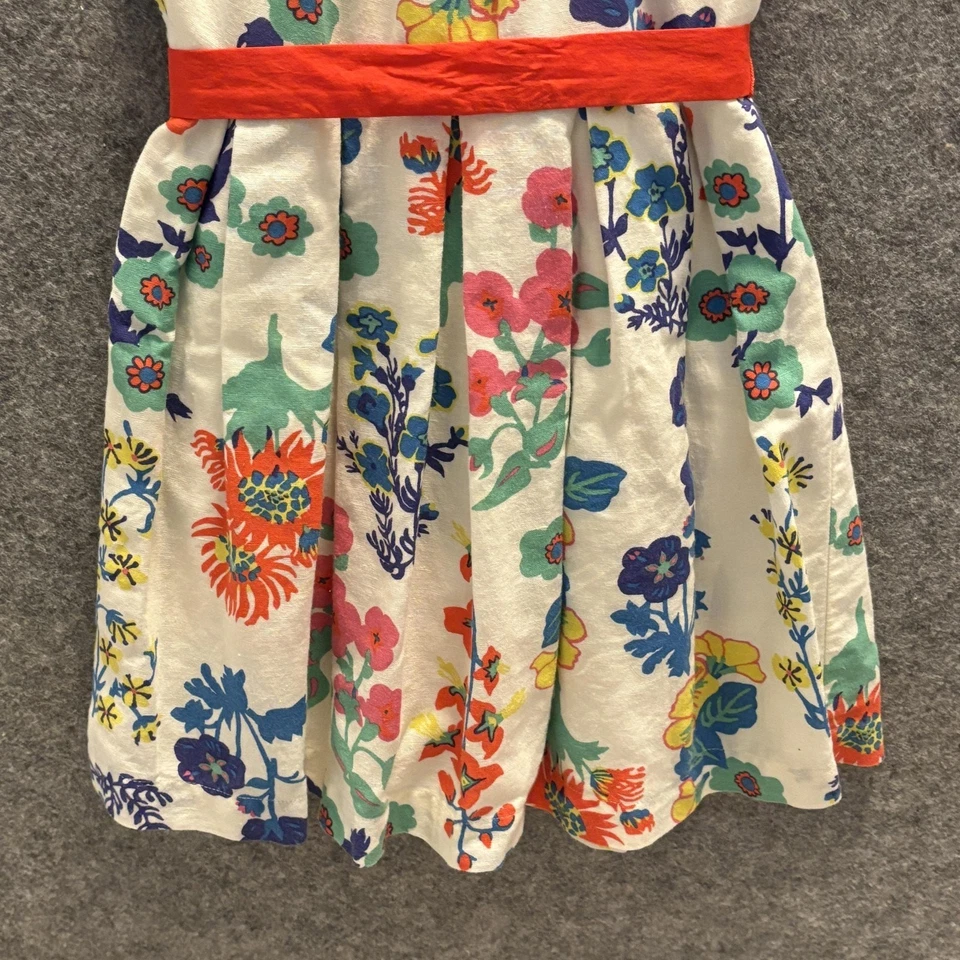 Vestido Mini Boden Niñas Talla 5 6 Sin Mangas Floral Lino Ajuste Acampanado Verano Informal Foto 3 de 4