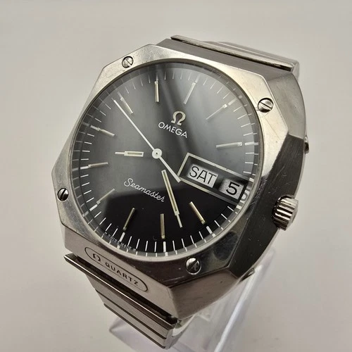 OMEGA SEAMASTER MARINER MENS WATCH 196.0054 STEEL VINTAGE SWISS QUARTZ DAY/DATE.