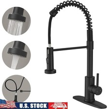 Matte Black Kitchen Faucet High Arc Pull Down Sprayer 360  Swivel Deck Mount New