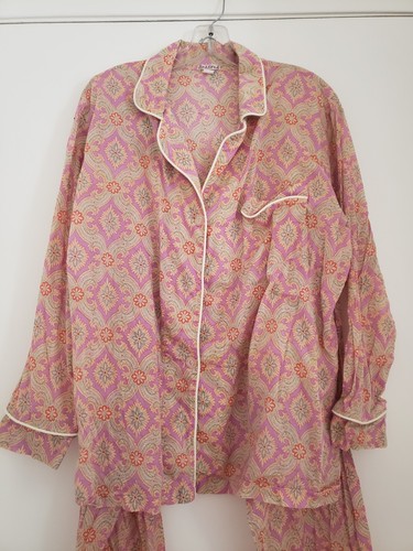 ANTHROPOLOGIE BEDHEAD Pajamas XL Lavender Pink Green Paisley Cotton Long Sleeve - Picture 3 of 12