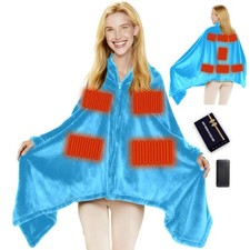 Portable Heated Blanket Battery Operated Cordless Heated Shawl for Women Men ...