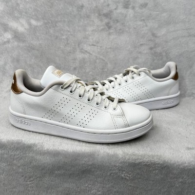 Adidas Advantage Cloudfoam Sneakers Size 7.5 White Copper Womens F36223 Tennis