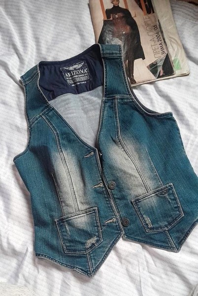 Women American Vintage Vest Blue Denim 36 / S / 44
