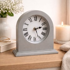 Grey Mantel Clock Vintage Style Arch Table Clock Roman Numeral Home Decor