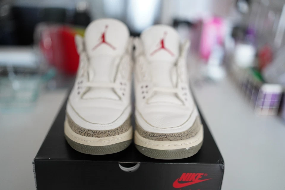 Air Jordan 3 1994 retro blanco cemento 130203 101 para hombre talla 10,5 totalmente intercambiable Foto 3 de 4