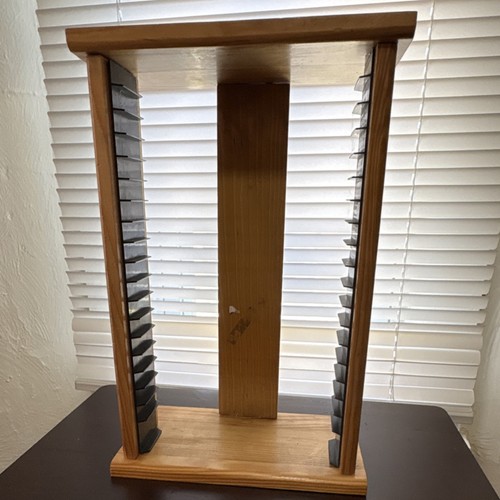 Wood CD/DVD Storage Tower Rack Black Plastic Inserts Holds Less Than 50 ...