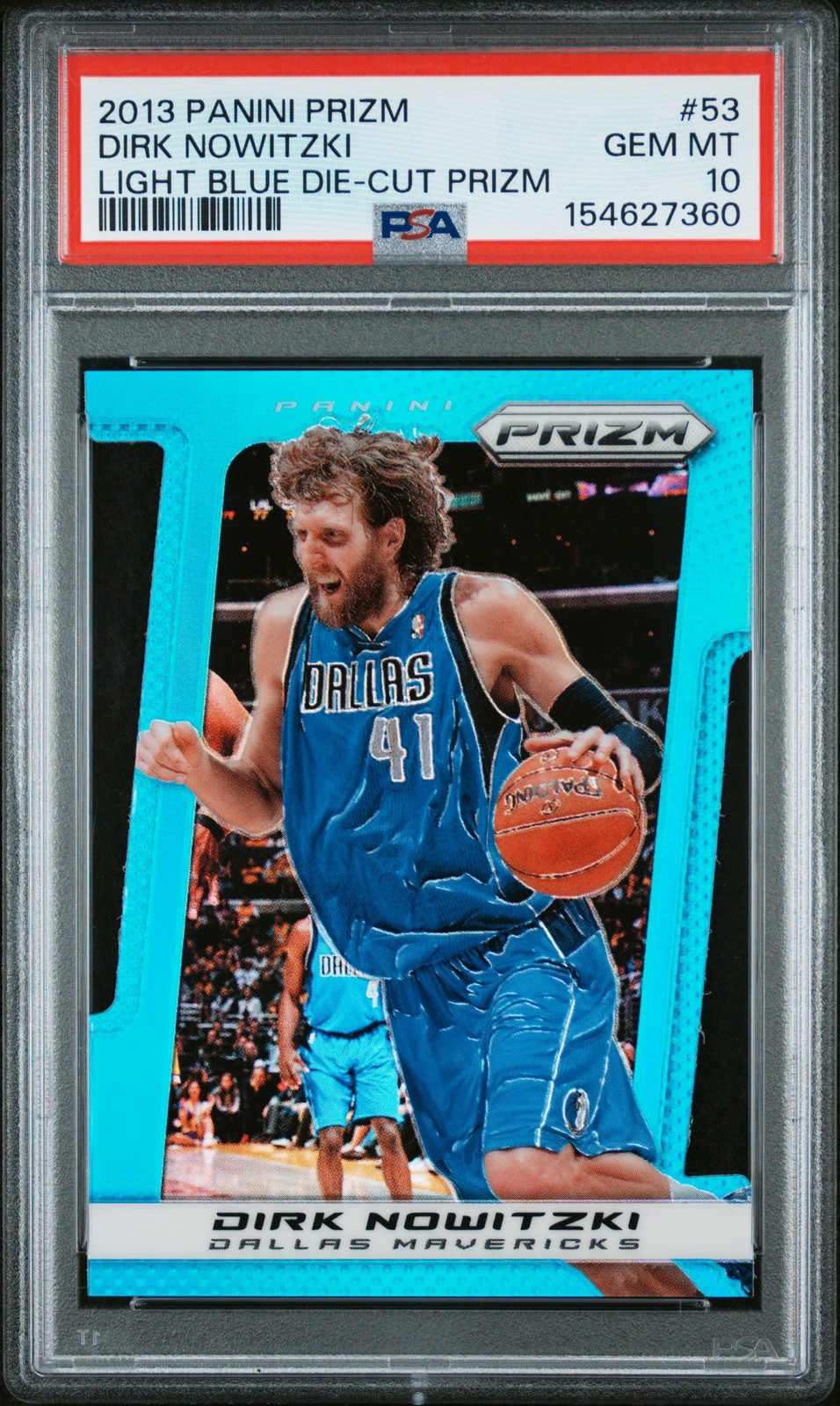 2013 PANINI PRIZM LIGHT BLUE DIE-CUT PRIZM #53 DIRK NOWITZKI 89/199 PSA 10